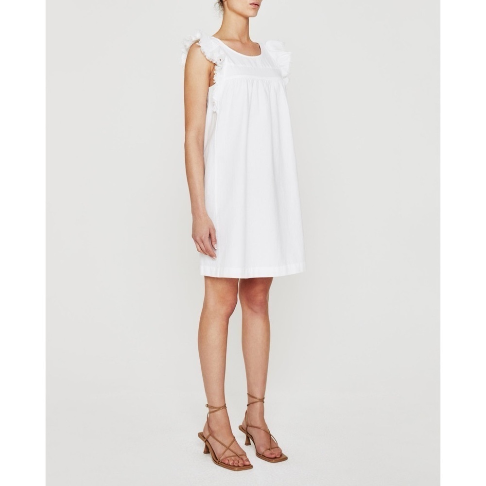 AG ADRIANO GOLDSCHMIED Jennifer Midi Shift Dress White Linen Blend Size Large